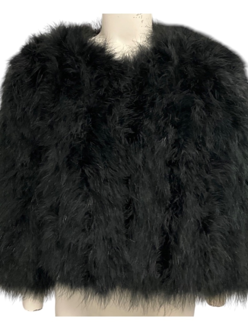 Yves Salomon Black Turkey Feather Cropped Jacket